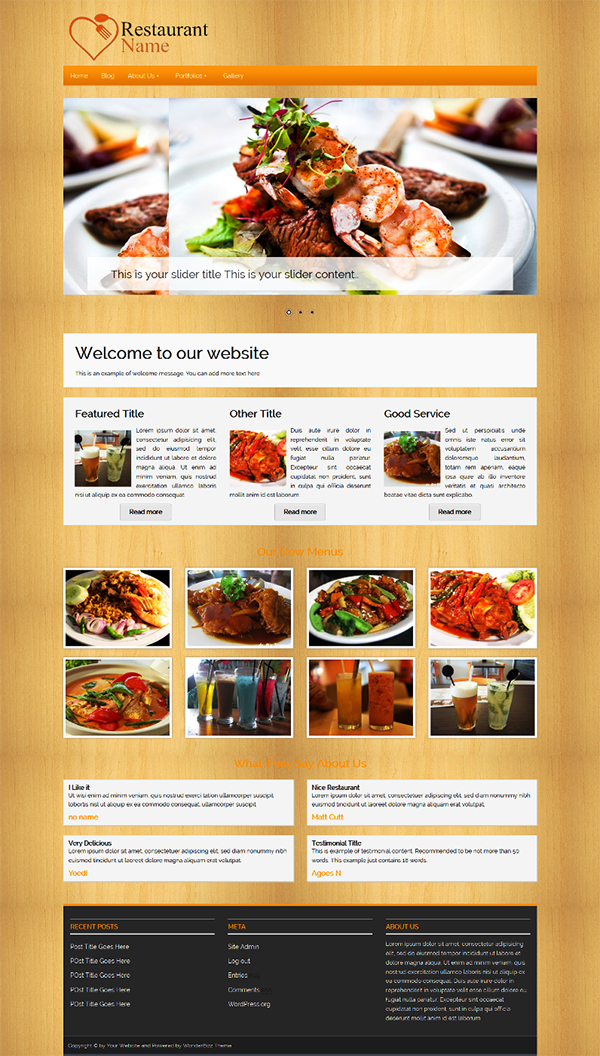 Wordpress тема для ресторана